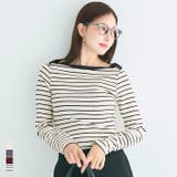 デコルテを美しく見せるボートネックデザインのリブカットソー | coca | 詳細画像1