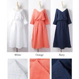 シボ素材深Vネックコットンロングワンピースcocaオリジナル(七分袖 綿100% | coca | 詳細画像4