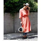 シボ素材深Vネックコットンロングワンピースcocaオリジナル(七分袖 綿100% | coca | 詳細画像8