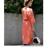 シボ素材深Vネックコットンロングワンピースcocaオリジナル(七分袖 綿100% | coca | 詳細画像10