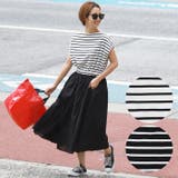 ふんわりボーダー切り替えロングワンピースcocaオリジナル 石田一帆さん着用 | coca | 詳細画像1