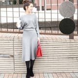 しっとりフレアボートネックニットワンピースcocaオリジナル(ロング丈 ドルマン 長袖 やわらか グレー ブラック 18aw cocaコカ）