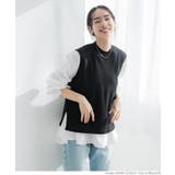 ［Black］ | ニットベストセットブラウス レディース | coca