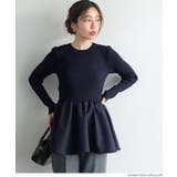 [Navy] | エンボスドッキングフレアニット | coca