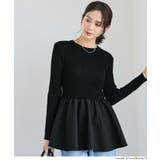 [Black] | エンボスドッキングフレアニット | coca