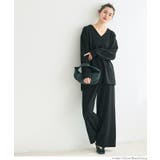 ［Black］ | エンボス加工ワイドパンツ | coca