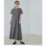 ［Gray］ | エンボス加工半袖マキシワンピース | coca