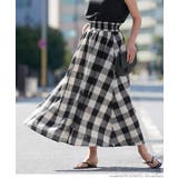 ［Black］ | ブロックチェックフレアロングスカート | coca