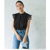 ［Black］ | ＼新色登場／麻風コットン肩レースブラウス | coca