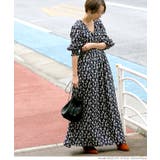 ［Navy］ | シックカラー花柄カシュクールワンピースcocaオリジナル 石田一帆さん着用 | coca