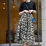 ウエストタックモノトーンフラワースカートcocaオリジナル(フレア Aライン ミ… | coca | 詳細画像1 