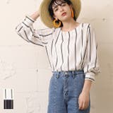 ブラウス レディース ストライプ ラウンドネック とろみ 長袖 シャツ ノーカラー 薄手 マルチストライプ 20ss coca コカ