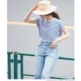 ［Blue］ | フレンチスリーブボーダーTOPS | coca