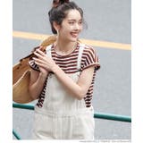［Brown］ | フレンチスリーブボーダーTOPS | coca