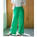 ［Green］ | リネン風コットンワイドパンツ | coca