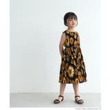 ［Navy］ | キッズ 親子お揃い楊柳プリーツひまわり柄ワンピース | coca