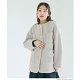［Lt.gray］ | プードル金釦ノーカラーコート | coca