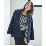 ［Navy］ | プードル金釦ノーカラーコート | coca