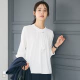 【セレモニー・紫外線カット】ボウタイ風アクセ付きブラウス | coca | 詳細画像1 