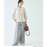 ［Lt.beige］ | 【セレモニー・紫外線カット】ボウタイ風アクセ付きブラウス | coca