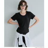 ［Black］ | とろみリブUネックTシャツ レディース | coca