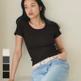 とろみリブUネックTシャツ レディース | coca | 詳細画像1