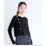 ［Black］ | 上品なゴールドボタンがアクセントのニットトップス | coca