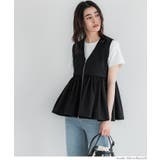 ［Black］ | Vネックギャザーベスト レディース | coca