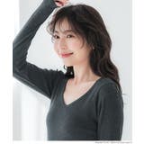 ［Charcoal］ | リブＶネックトップス レディース | coca