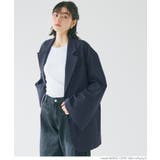 ［Navy］ | オーバーサイズ ワイドスリーブジャケット レディース | coca
