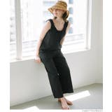 ［Black］ | ワッシャーナイロン肩ギャザーオールインワン レディース | coca