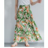 ［Mix］ | レーヨンリーフ柄フレアスカート レディース | coca