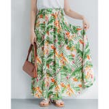 レーヨンリーフ柄フレアスカート レディース | coca | 詳細画像1