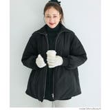 ［Black］ | 【洗える】 Aラインカールネック中綿コート | coca