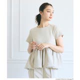 ［Lt.beige］ | フロッキードットバルーンブラウス | coca