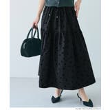 ［Black］ | フロッキープリントティアードスカート | coca