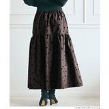 ［Brown］ | フロッキープリントティアードスカート | coca