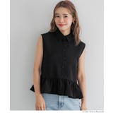 ［Black］ | ギャザー切替ノースリーブブラウス レディース | coca