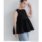 ［Black］ | 裾スカラップノースリーブブラウス レディース | coca