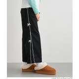 ［Black］ | 裏微起毛サイドラインリボンパンツ | coca