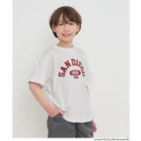 [White] | ラウンドテールカットプリント半袖Tシャツ | coca