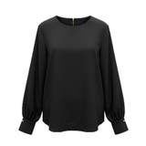 ［Black］ | 〈セットアップ対応〉バックゴールドジップノーカラーブラウス | coca