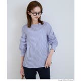 ［Stripe］ | バックジップノーカラーブラウス | coca