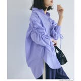 ［Blue］ | サッと着れて着映えする 袖シャーリングシャツ | coca