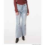 ［Lt.blue］ | フレアクラッシュデニムパンツ レディース | coca