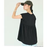 ［Black］ | バックギャザーロールアップスリーブTシャツ | coca