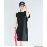 ［Black］ | ピスネームチュニック丈Tシャツ | coca