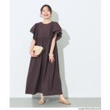 [Brown] | 【速乾】サッカーフレア袖ワンピース | coca
