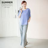 【SUMMER DENIM】ストレッチサマーデニムワイドパンツ | coca | 詳細画像1