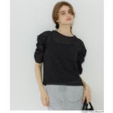 ［Black］ | シアードットで華やぐ 袖シャーリングTOPS | coca